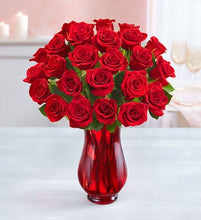 Load image into Gallery viewer, 1-800-Flowers Two Dozen Red Roses with Red Vase