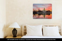 Load image into Gallery viewer, Metal Panel Print, Washington Dc Capitol Building Cloudy Sunrise Mirror Reflection